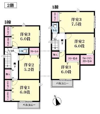 本物件は右側Ａ棟